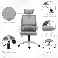 Vinsetto Scaun de birou reglabil material plasa din poliester spatar ergonomic inclinabil pivotant Gri(m-4)