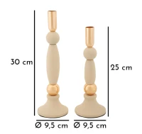 Mauro Ferretti Set Suport Lumanare Strek Crem 2 Bucăți Cm Ø9,5X25-9,5X28(m-5)