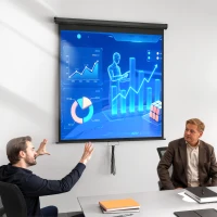 HOMCOM Ecran de proiecție TV și Home Cinema de 85 de inci video proiector 1:1 4K HD, 146L x 146Î cm(m-4)