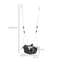 AIYAPLAY Leagăn pentru Bebeluși cu Înălțime Reglabilă pentru Copii de 9-36 Luni 40x40x110-180 cm Gri și Lemn(m-3)