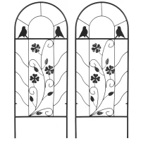 Outsunny Treillis de jardin lot de 2 suport pentru plante agatatoare din metal - 38 x 98 cm negru(m-5)