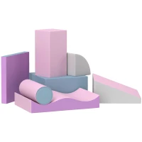 HOMCOM Set de Cuburi Moi pentru Copii, stimulează creativitatea, piele artificială, 40x40x20 cm, Multicolor, 1-3 ani(m-6)