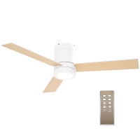 HOMCOM Ventilator de tavan 2 în 1 cu lumina LED 3 viteze silentios - telecomanda - diametru 112 cm, natural si alb