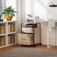 Vinsetto Büro-Aktenschrank Schreibtisch-Aktenschrank mit 2 Schubladen und Rädern für Brief A4 44x40x66,5 cm Naturholz(m-4)