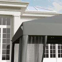 Outsunny Tenda POP-UP Pavilhão Dobrável de Estilo Colonial 3x3 m 4 Mosquiteiros+Saco de Transporte Cinza(m-4)
