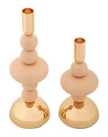 Mauro Ferretti Set Suport Lumanare Roz Galaxy 2 Bucăți Cm Ø 10 X 22-10 X 28(m-2)