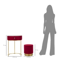 Mauro Ferretti Noptiera Cu Puf, Rosu. Cm Ø 52X70 - Ø 36X37(m-10)