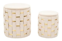 Mauro Ferretti Puf Cu Recipient De Depozitare Crem 2 Bucăți Cm Ø 37X42-28X33(m-1)