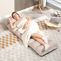 HOMCOM Poltrona Conversível 1 Lugar com Encosto e Encosto de Cabeça Ajustáveis em 5 Posições 58x119x78cm Bege(m-4)