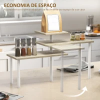 HOMCOM Estante de Cozinha de 3 Níveis Estante de Cozinha com 3 Prateleiras Giratórias Estrutura de Metal e Design em Degraus 40x18x36,5 cm Madeira(m-5)