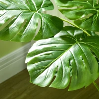 HOMCOM Plantă Artificială Realistică Monstera Deliciosa, 1 Ghiveci Suplimentar și Pământ de Ciment, 17,5 cm x 17,5 cm x 120 cm, Verde(m-4)