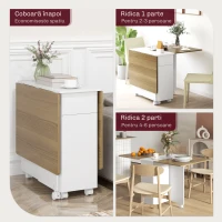 Homcom Masa Pliabila 6 Persoane – Alba, Cu Sertare, Roti & Dulap(m-5)