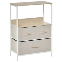 HOMCOM Comodă mobilier de depozitare cu 3 sertare material textil, raft și blat superior, 58L x 29l x 81,5H cm