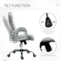 Vinsetto Velvet-Feel Work Chair, with Diamante Back - Grey(m-5)