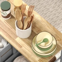 HOMCOM Carucior Auxiliar cu Roti Carucior de Bucatarie cu 3 Sertare 2 Rafturi Deschise si Tava Detasabila 67x37x85,5 cm Gri(m-4)