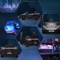 AIYAPLAY Mașină electrică pentru copii cu uși falcon, telecomandată, cu pornire lină și lumini LED, Negru(m-4)