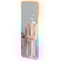 HOMCOM Oglindă de Corp Intreg cu Lumini LED 120x40 cm Oglindă de Perete cu Iluminare de 7 Culori RGB si Functie de Memorie(m-6)