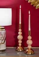 Mauro Ferretti Set Suport Lumanare Bolly Roz 2 Bucati(m-4)