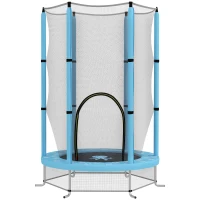 AIYAPLAY Trampolină pentru copii Ø140 cm, trampolină exterioară pentru copii 3-6 ani cu plasă de siguranță ușă cu fermoar bleu clair(m-6)