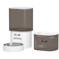 PawHut Set de hrană și distribuitor de apă pentru animale de companie, distribuitor pentru pisică și fontană de apă, alb(m-6)