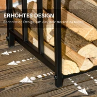 Outsunny Haardhoutrek voor binnen 46 x 32 x 126 cm – 3 niveaus, 4 haakjes, metaal, zwart(m-5)