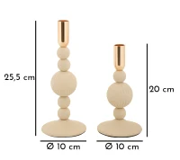 Mauro Ferretti Set Suport Lumanare Aster Crem 2 Bucati Cm Ø10X20-10X25,3(m-5)