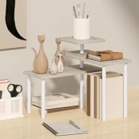 HOMCOM Estantería de Cocina de 3 Niveles con 3 Baldas Giratorias Marco de Metal y Diseño Escalonado para Comedor Salón Natural(m-7)
