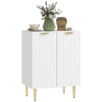 HOMCOM Móvel de Armazenamento Armário de Cozinha com 2 Portas Prateleira Ajustável Pés Metálicos Elevados 60x40x80 cm Branco(m-6)