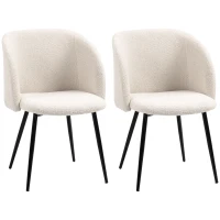 HOMCOM Conjunto de 2 Cadeiras de Sala de Jantar com Encosto em Tecido Pernas em Aço 55x62x80 cm Bege Preto(m-6)