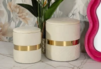 Mauro Ferretti Set De Puf Cu Recipient Sheffild Crem 2 Bucăți Cm Ø 37X42-28X33(m-9)