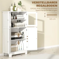 kleankin Badezimmerschrank, mit 2 Staufächern, Glastüren, Einlegeboden, Schutzlackierung, weiß, 60 x 30 x 108,5 cm(m-5)