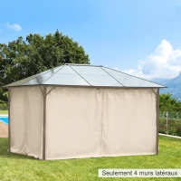 Outsunny 4 pereti laterali pentru pavilion de gradina tonela rigida 300 x 400 cm pentru protectie impotriva ploii vantului soarelui bej(m-2)