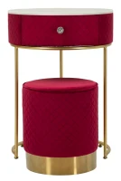 Mauro Ferretti Noptiera Cu Puf, Rosu. Cm Ø 52X70 - Ø 36X37(m-1)