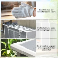 Outsunny Casetta da Giardino in Resina con Pavimento, 2 Porte con Blocco, Finestra, 2.4 x 1.3 m, Grigio(m-9)