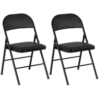 HOMCOM Lot de 2 scaune pliante scaune de dining portabile cadru din oțel dim. 45l x 46P x 78H cm negru