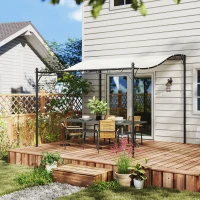 Outsunny Pergola tuinpergola 297x297 cm, Metaal overkapping voor tuin, Creme(m-2)