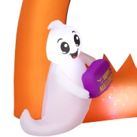 Outsunny Arco de Abóbora Insuflável de Halloween 150 cm com Fantasma Fofo Decoração Insuflável de Halloween com LEDs(m-4)