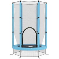 AIYAPLAY Trambulină pentru copii cu plasă de siguranță, pentru interior și exterior, 3-6 ani, Albastru deschis(m-6)