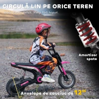 HOMCOM Motocicletă Electrică pentru Copii de 8-12 Ani cu Accelerație Manuală, și 2 Viteze, 119x64x76,5 cm, Roz(m-7)
