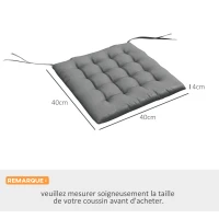 Outsunny Conjunto de 6 Almofadas de Cadeira de Jardim Almofadas Exteriores Acolchoadas Grande Conforto cm com Amarras Dim.40x40 cm(m-3)