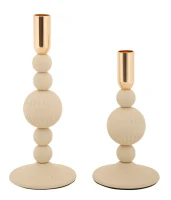 Mauro Ferretti Set Suport Lumanare Aster Crem 2 Bucati Cm Ø10X20-10X25,3(m-1)