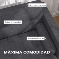 HOMCOM Sofá Cama de 3 Plazas Reclinable Sofá Convertible en Cama con Reposabrazos Tapicería en Tela 187x90x86,5 cm Gris(m-5)