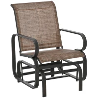 Outsunny Schaukelstuhl Garten Gartenstuhl Relaxstuhl Gartenschaukel Schaukel Stuhl outdoor für Terrasse Balkon Stahl Texteline Braun 62 x 75 x 91,5 cm(m-1)