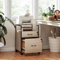 Vinsetto Caisson de bureau pour bureau avec 2 tiroirs et roulettes pour format A4 44x40x66,5 cm Tonalité bois(m-2)