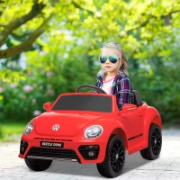 AIYAPLAY Mașină electrică 12V sub Licență Volkswagen Beetle cu telecomandă, viteză 3-5 km/h, 3-5 ani, roșu(m-2)