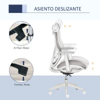 Vinsetto Cadeira de Escritório Giratória com Altura Ajustável Apoio para os Braços Apoio para a Cabeça e Suporte Lombar Reguláveis Encosto Alto 67x65x120-128cm Cinza(m-8)