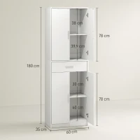 HOMCOM Armário de Cozinha Moderno com Portas de Armário Prateleiras Ajustáveis e Gaveta 60x35x180 cm Branco(m-3)