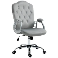Vinsetto Velvet-Feel Work Chair, with Diamante Back - Grey(m-10)