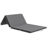 HOMCOM Tapete de Ginástica Yoga Pilates Fitness Dobrável em 4 com Pegas Revestimento Sintético 180x80x5 cm Cinzento