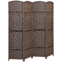 HOMCOM Paravent interior din lemn 4 panouri separator de cameră pliabil pentru sufragerie dormitor 180 x 180 cm maro